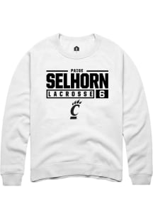 Paige Selhorn  Rally Cincinnati Bearcats Mens White NIL Stacked Box Long Sleeve Crew Sweatshirt
