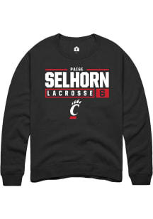 Paige Selhorn  Rally Cincinnati Bearcats Mens Black NIL Stacked Box Long Sleeve Crew Sweatshirt