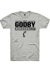 Reese Godby  Cincinnati Bearcats Ash Rally NIL Stacked Box Short Sleeve T Shirt