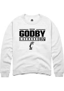 Reese Godby  Rally Cincinnati Bearcats Mens White NIL Stacked Box Long Sleeve Crew Sweatshirt