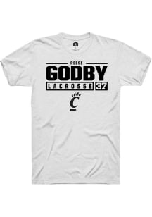 Reese Godby  Cincinnati Bearcats White Rally NIL Stacked Box Short Sleeve T Shirt
