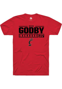 Reese Godby  Cincinnati Bearcats Red Rally NIL Stacked Box Short Sleeve T Shirt