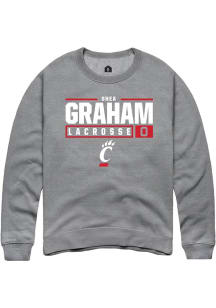 Shea Graham  Rally Cincinnati Bearcats Mens Graphite NIL Stacked Box Long Sleeve Crew Sweatshirt