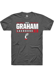 Shea Graham  Cincinnati Bearcats Dark Grey Rally NIL Stacked Box Short Sleeve T Shirt