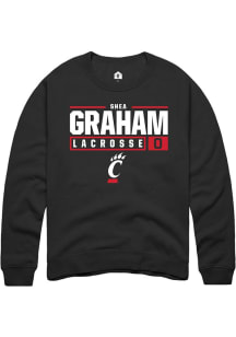 Shea Graham  Rally Cincinnati Bearcats Mens Black NIL Stacked Box Long Sleeve Crew Sweatshirt