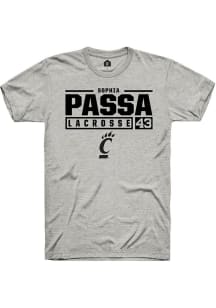 Sophia Passa  Cincinnati Bearcats Ash Rally NIL Stacked Box Short Sleeve T Shirt