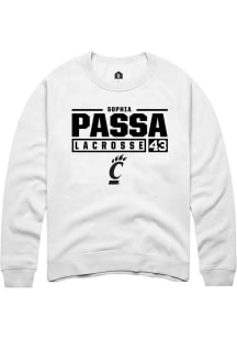 Sophia Passa  Rally Cincinnati Bearcats Mens White NIL Stacked Box Long Sleeve Crew Sweatshirt