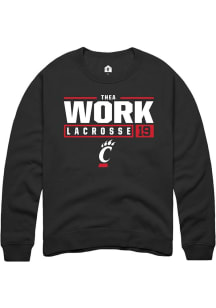 Thea Work  Rally Cincinnati Bearcats Mens Black NIL Stacked Box Long Sleeve Crew Sweatshirt