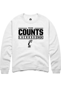 Veronica Counts  Rally Cincinnati Bearcats Mens White NIL Stacked Box Long Sleeve Crew Sweatshirt