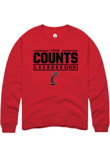 Veronica Counts  Rally Cincinnati Bearcats Mens Red NIL Stacked Box Long Sleeve Crew Sweatshirt
