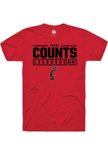 Veronica Counts  Cincinnati Bearcats Red Rally NIL Stacked Box Short Sleeve T Shirt