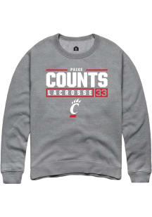 Veronica Counts  Rally Cincinnati Bearcats Mens Graphite NIL Stacked Box Long Sleeve Crew Sweatshi..
