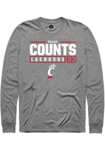Veronica Counts  Cincinnati Bearcats Graphite Rally NIL Stacked Box Long Sleeve T Shirt