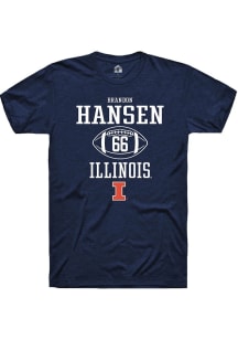 Brandon Hansen  Illinois Fighting Illini Navy Blue Rally Football NIL Sport Icon Short Sleeve T Sh..