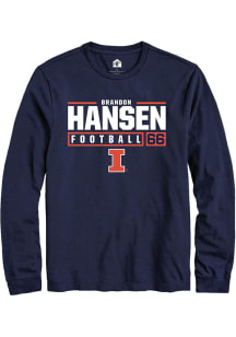 Brandon Hansen  Illinois Fighting Illini Navy Blue Rally Football NIL Stacked Box Long Sleeve T Sh..