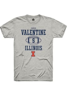 Ca’Lil Valentine  Illinois Fighting Illini Ash Rally Football NIL Sport Icon Short Sleeve T Shirt