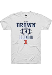 Daniel Brown  Illinois Fighting Illini White Rally Football NIL Sport Icon Short Sleeve T Shirt