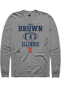 Daniel Brown  Illinois Fighting Illini Graphite Rally Football NIL Sport Icon Long Sleeve T Shirt