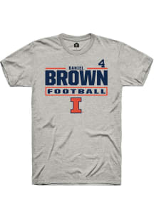 Daniel Brown  Illinois Fighting Illini Ash Rally Football NIL Stacked Box Short Sleeve T Shirt