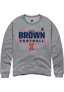Daniel Brown  Rally Illinois Fighting Illini Mens Graphite Football NIL Stacked Box Long Sleeve Cr..