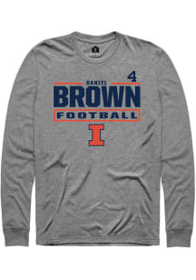 Daniel Brown  Illinois Fighting Illini Graphite Rally Football NIL Stacked Box Long Sleeve T Shirt