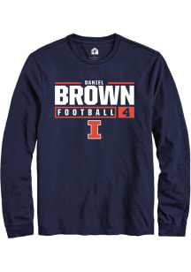 Daniel Brown  Illinois Fighting Illini Navy Blue Rally Football NIL Stacked Box Long Sleeve T Shir..