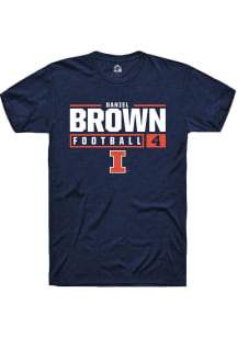 Daniel Brown  Illinois Fighting Illini Navy Blue Rally Football NIL Stacked Box Short Sleeve T Shi..