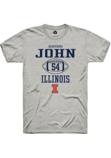Demetrius John  Illinois Fighting Illini Ash Rally Football NIL Sport Icon Short Sleeve T Shirt