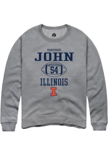 Demetrius John  Rally Illinois Fighting Illini Mens Graphite Football NIL Sport Icon Long Sleeve C..