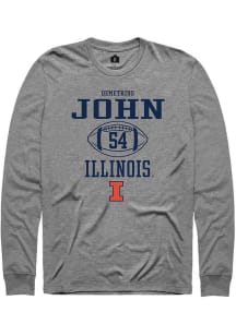 Demetrius John  Illinois Fighting Illini Graphite Rally Football NIL Sport Icon Long Sleeve T Shir..