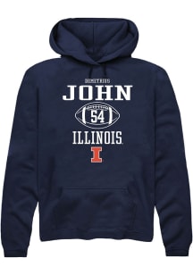 Demetrius John  Rally Illinois Fighting Illini Mens Navy Blue Football NIL Sport Icon Long Sleeve..
