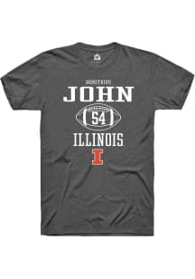 Demetrius John  Illinois Fighting Illini Dark Grey Rally Football NIL Sport Icon Short Sleeve T Sh..