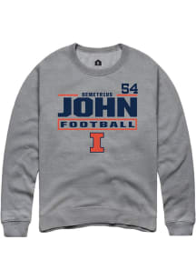 Demetrius John  Rally Illinois Fighting Illini Mens Graphite Football NIL Stacked Box Long Sleeve..