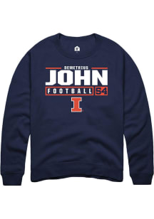 Demetrius John  Rally Illinois Fighting Illini Mens Navy Blue Football NIL Stacked Box Long Sleeve..