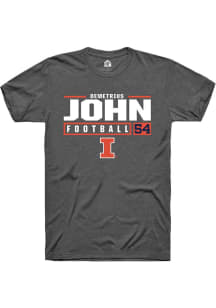 Demetrius John  Illinois Fighting Illini Dark Grey Rally Football NIL Stacked Box Short Sleeve T S..