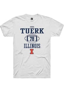 Eddie Tuerk  Illinois Fighting Illini White Rally Football NIL Sport Icon Short Sleeve T Shirt