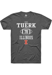 Eddie Tuerk  Illinois Fighting Illini Dark Grey Rally Football NIL Sport Icon Short Sleeve T Shirt