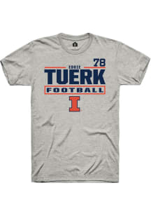 Eddie Tuerk  Illinois Fighting Illini Ash Rally Football NIL Stacked Box Short Sleeve T Shirt