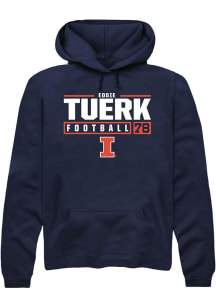 Eddie Tuerk  Rally Illinois Fighting Illini Mens Navy Blue Football NIL Stacked Box Long Sleeve Ho..