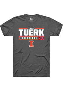 Eddie Tuerk  Illinois Fighting Illini Dark Grey Rally Football NIL Stacked Box Short Sleeve T Shir..