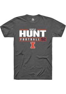 Gentle Hunt  Illinois Fighting Illini Dark Grey Rally Football NIL Stacked Box Short Sleeve T Shir..
