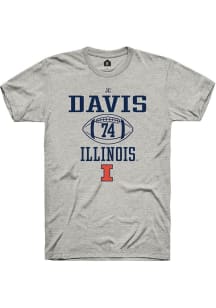 Jc Davis  Illinois Fighting Illini Ash Rally Football NIL Sport Icon Short Sleeve T Shirt