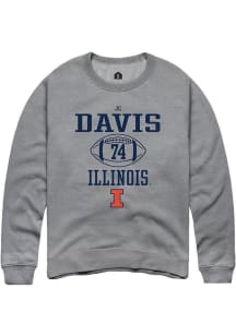 Jc Davis  Rally Illinois Fighting Illini Mens Graphite Football NIL Sport Icon Long Sleeve Crew Sw..