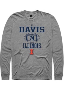 Jc Davis  Illinois Fighting Illini Graphite Rally Football NIL Sport Icon Long Sleeve T Shirt