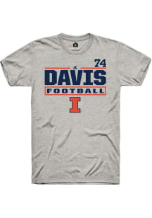 Jc Davis  Illinois Fighting Illini Ash Rally Football NIL Stacked Box Short Sleeve T Shirt
