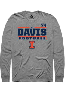 Jc Davis  Illinois Fighting Illini Graphite Rally Football NIL Stacked Box Long Sleeve T Shirt