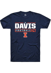 Jc Davis  Illinois Fighting Illini Navy Blue Rally Football NIL Stacked Box Short Sleeve T Shirt