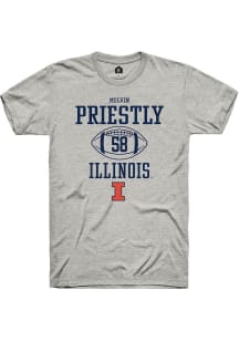 Melvin Priestly  Illinois Fighting Illini Ash Rally Football NIL Sport Icon Short Sleeve T Shirt