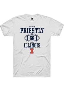 Melvin Priestly  Illinois Fighting Illini White Rally Football NIL Sport Icon Short Sleeve T Shirt