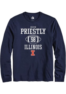 Melvin Priestly  Illinois Fighting Illini Navy Blue Rally Football NIL Sport Icon Long Sleeve T Sh..